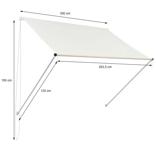 Voiles D'ombrage Auvent ML-Design Beige, 300x120 Cm, En Métal Et Polyester 5 Voiles D'ombrage Auvent ML-Design Beige, 300x120 Cm, En Métal Et Polyester – Image 3