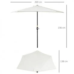 Outsunny Parasols Demi Parasol Balcon Crème -Tapis extérieur Soldes demi parasol balcon creme 2