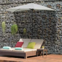 Outsunny Parasols Demi Parasol Balcon Crème -Tapis extérieur Soldes demi parasol balcon creme 3