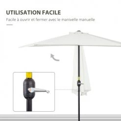 Outsunny Parasols Demi Parasol Balcon Crème -Tapis extérieur Soldes demi parasol balcon creme 4
