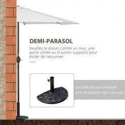 Outsunny Parasols Demi Parasol Balcon Crème -Tapis extérieur Soldes demi parasol balcon creme 5