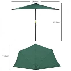 Outsunny Parasols Demi Parasol Balcon Vert -Tapis extérieur Soldes demi parasol balcon vert 2