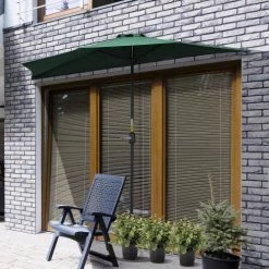 Outsunny Parasols Demi Parasol Balcon Vert -Tapis extérieur Soldes demi parasol balcon vert 3