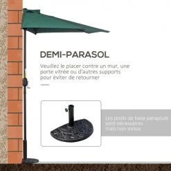 Outsunny Parasols Demi Parasol Balcon Vert -Tapis extérieur Soldes demi parasol balcon vert 5