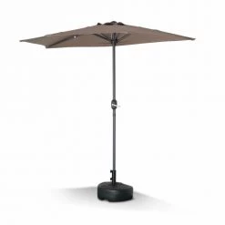 Alice's Garden Parasols Demi Parasol De Balcon Droit Mât En Aluminium Toile Taupe D250cm