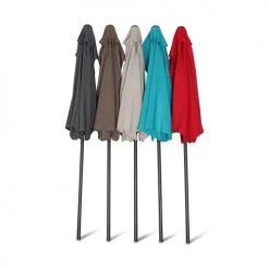 Alice's Garden Parasols Demi Parasol De Balcon Droit Mât En Aluminium Toile Taupe D250cm -Tapis extérieur Soldes demi parasol de balcon droit mat en aluminium toile taupe d250cm 4