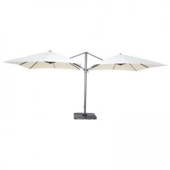 Oviala Parasols Double Parasol Déporté Carré En Aluminium 3x3m écru -Tapis extérieur Soldes double parasol deporte carre en aluminium 3x3m ecru 5
