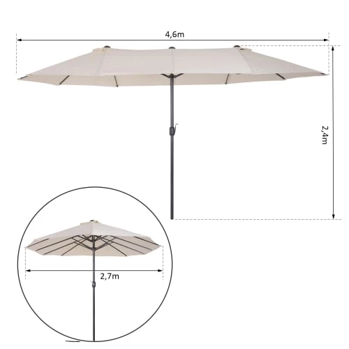 Outsunny Parasols Grand Parasol Acier Polyester Haute Densité Crème 5 Outsunny Parasols Grand Parasol Acier Polyester Haute Densité Crème – Image 3