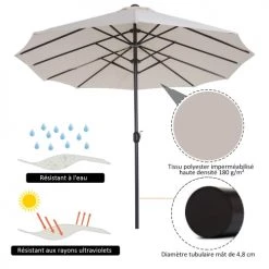 Outsunny Parasols Grand Parasol Acier Polyester Haute Densité Crème 11 Outsunny Parasols Grand Parasol Acier Polyester Haute Densité Crème -Tapis extérieur Soldes grand parasol acier polyester haute densite creme 3