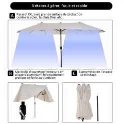 Outsunny Parasols Grand Parasol Acier Polyester Haute Densité Crème 12 Outsunny Parasols Grand Parasol Acier Polyester Haute Densité Crème -Tapis extérieur Soldes grand parasol acier polyester haute densite creme 4