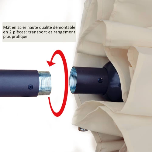 Outsunny Parasols Grand Parasol Acier Polyester Haute Densité Crème 8 Outsunny Parasols Grand Parasol Acier Polyester Haute Densité Crème – Image 6