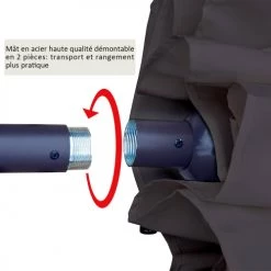 Outsunny Parasols Grand Parasol Acier Polyester Haute Densité Gris -Tapis extérieur Soldes grand parasol acier polyester haute densite gris 5