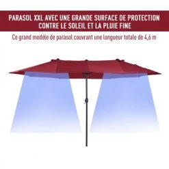 Outsunny Parasols Grand Parasol Bordeaux -Tapis extérieur Soldes grand parasol bordeaux 3