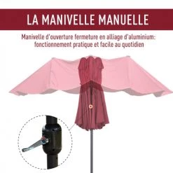 Outsunny Parasols Grand Parasol Bordeaux -Tapis extérieur Soldes grand parasol bordeaux 5