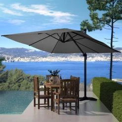 Concept Usine Parasols PALATINO - Parasol Déporté Et Rotatif 3x3m Gris -Tapis extérieur Soldes palatino parasol deporte et rotatif 3x3m gris 1
