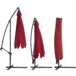 Tectake Parasols Parasol 350 Cm Avec Housse De Protection Rouge -Tapis extérieur Soldes parasol 350 cm avec housse de protection rouge 3