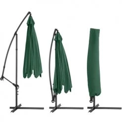 Tectake Parasols Parasol 350 Cm Avec Housse De Protection Vert -Tapis extérieur Soldes parasol 350 cm avec housse de protection vert 3