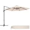 Tectake Parasols Parasol DARIA 300 Cm Avec Pied Déporté Et Housse De Protection Beige
