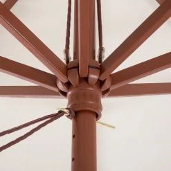 Beliani Parasols Parasol De Jardin En Bois Avec Toile Beige Clair ⌀ 270 Cm -Tapis extérieur Soldes parasol de jardin en bois avec toile beige clair 270 cm 2