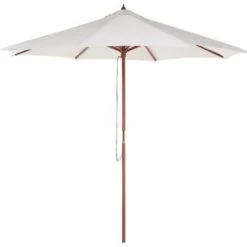 Beliani Parasols Parasol De Jardin En Bois Avec Toile Beige Clair ⌀ 270 Cm