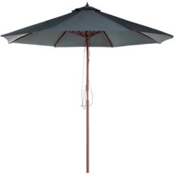 Beliani Parasols Parasol De Jardin En Bois Avec Toile Gris Foncé D270cm