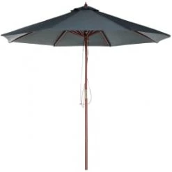 Beliani Parasols Parasol De Jardin En Bois Avec Toile Beige Clair ⌀ 270 Cm -Tapis extérieur Soldes parasol de jardin en bois avec toile gris fonce d270cm