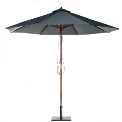 Beliani Parasols Parasol De Jardin En Bois Avec Toile Gris Foncé D270cm -Tapis extérieur Soldes parasol de jardin en bois avec toile gris fonce d270cm 3