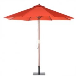 Beliani Parasols Parasol De Jardin En Bois Avec Toile Rouge D270cm -Tapis extérieur Soldes parasol de jardin en bois avec toile rouge d270cm 2