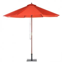 Beliani Parasols Parasol De Jardin En Bois Avec Toile Rouge D270cm -Tapis extérieur Soldes parasol de jardin en bois avec toile rouge d270cm 3