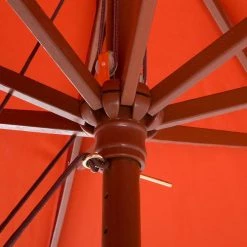 Beliani Parasols Parasol De Jardin En Bois Avec Toile Rouge D270cm -Tapis extérieur Soldes parasol de jardin en bois avec toile rouge d270cm 5