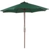 Beliani Parasols Parasol De Jardin En Bois Avec Toile Verte D270cm