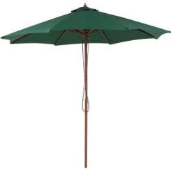 Beliani Parasols Parasol De Jardin En Bois Avec Toile Verte D270cm