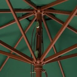 Beliani Parasols Parasol De Jardin En Bois Avec Toile Verte D270cm -Tapis extérieur Soldes parasol de jardin en bois avec toile verte d270cm 4