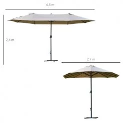Outsunny Parasols Parasol De Jardin XXL à Manivelle Acier Polyester Café Latte -Tapis extérieur Soldes parasol de jardin xxl a manivelle acier polyester cafe latte 2