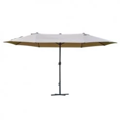 Outsunny Parasols Parasol De Jardin XXL à Manivelle Acier Polyester Café Latte -Tapis extérieur Soldes parasol de jardin xxl a manivelle acier polyester cafe latte 4