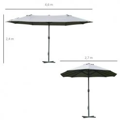 Outsunny Parasols Parasol De Jardin XXL à Manivelle Acier Polyester Haute Densité Gris -Tapis extérieur Soldes parasol de jardin xxl a manivelle acier polyester haute densite gris 2