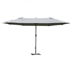 Outsunny Parasols Parasol De Jardin XXL à Manivelle Acier Polyester Haute Densité Gris