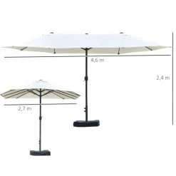 Outsunny Parasols Parasol De Jardin XXL Acier Polyester Haute Densité Crème -Tapis extérieur Soldes parasol de jardin xxl acier polyester haute densite creme 2