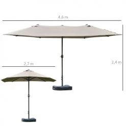 Outsunny Parasols Parasol De Jardin XXL Acier Polyester Haute Densité Gris Clair -Tapis extérieur Soldes parasol de jardin xxl acier polyester haute densite gris clair 2