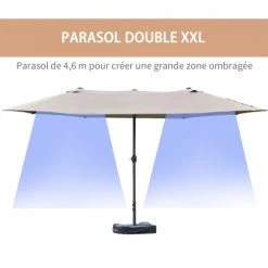 Outsunny Parasols Parasol De Jardin XXL Acier Polyester Haute Densité Gris Clair -Tapis extérieur Soldes parasol de jardin xxl acier polyester haute densite gris clair 3