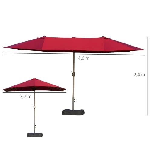 Outsunny Parasols Parasol De Jardin XXL Pied Contrepoids Inclus Acier Polyester Bordeaux 5 Outsunny Parasols Parasol De Jardin XXL Pied Contrepoids Inclus Acier Polyester Bordeaux – Image 3