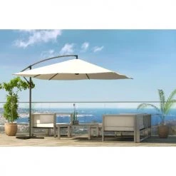 Concept Usine Parasols Parasol Déporté 3 X 3 M écru -Tapis extérieur Soldes parasol deporte 3 x 3 m ecru 5