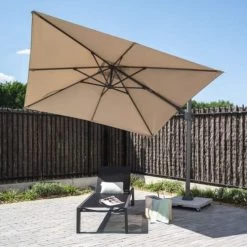 Arbonie Parasols Parasol Déporté 3x3m Taupe -Tapis extérieur Soldes parasol deporte 3x3m taupe 16