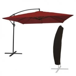Happy Garden Parasols Parasol Déporté Carré 2,7x2,7m Acier Toile Rouge Avec Housse