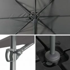 Alice's Garden Parasols Parasol Déporté Carré 250 X 250 Cm En Aluminium Gris -Tapis extérieur Soldes parasol deporte carre 250 x 250 cm en aluminium gris 3