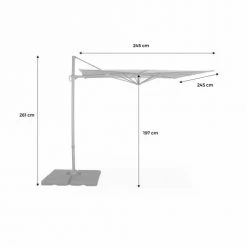 Alice's Garden Parasols Parasol Déporté Carré 250 X 250 Cm En Aluminium Gris -Tapis extérieur Soldes parasol deporte carre 250 x 250 cm en aluminium gris 5