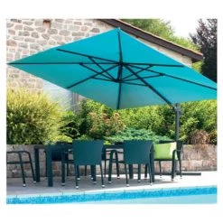 Ozalide Parasols Parasol Déporté Carré 3x3 M En Aluminium Bleu Canard 10 Ozalide Parasols Parasol Déporté Carré 3x3 M En Aluminium Bleu Canard -Tapis extérieur Soldes parasol deporte carre 3x3 m en aluminium bleu canard 3