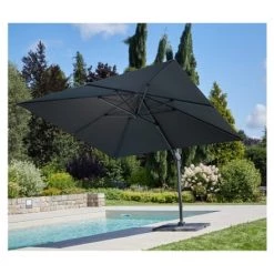 Ozalide Parasols Parasol Déporté Carré 3x3 M En Aluminium Gris Anthracite -Tapis extérieur Soldes parasol deporte carre 3x3 m en aluminium gris anthracite 3