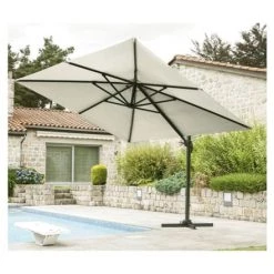 Ozalide Parasols Parasol Déporté Carré 3x3 M En Aluminium Lin -Tapis extérieur Soldes parasol deporte carre 3x3 m en aluminium lin 4