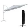 Happy Garden Parasols Parasol Déporté Carré 3x3m Aluminium Toile Blanc Avec Housse